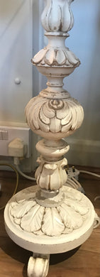 Carved Wooden Alter Candlestick Lamp