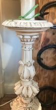 Load image into Gallery viewer, Carved Wooden Alter Candlestick Lamp