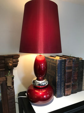 Red and Silver Vintage Lamp with Shade