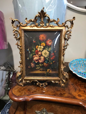 Floral Oil Paints in Florentine Gilt Wood Frames