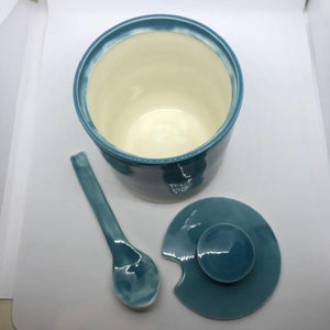 Hand Thrown Porcelain Marmalade/Mustard  Pot- Assorted Colours